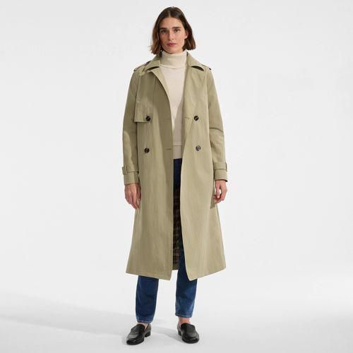 Langer wasserabweisender Trenchcoat, Damen,  Grün, Nylon, by Lands' End