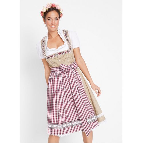 bonprix Dirndl mit Schürze knieumspielend (2-tlg. Set), beige, Gr.34, Traditionelles Dirndl mit Schürze, 60% Polyester