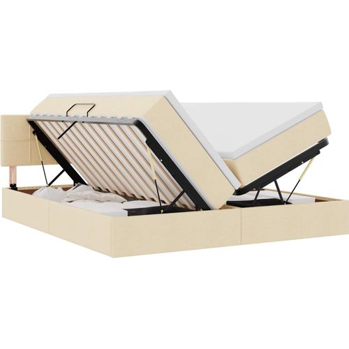 LED-Speicherbett mit Matratze Creme 180 x 200 cm Stoff