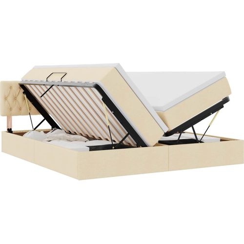 LED-Speicherbett mit Matratze Creme 180 x 200 cm Stoff