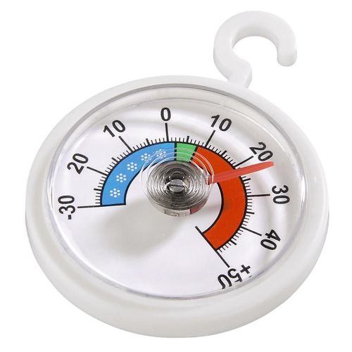 XAVAX Kühlschrankthermometer, weiß, B:9cm H:1,6cm T:15,5cm, Temperaturmessgeräte, Thermometer für Kühlschrank