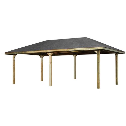 Pavillon WEKA "Gartenoase 651 B Gr.2", braun (natur), B/H/T: 678cm x 380cm, Pavillons, 19 mm Massivholzdach