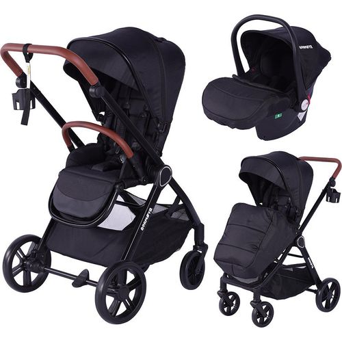 Einheitsgröße BM-9|Barmøya 3-in-1 Kombi-Kinderwagen Komplettset schwarz