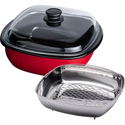 Riess Dampfgarer mit Glasdeckel Emaille 3 teilig 28/28
