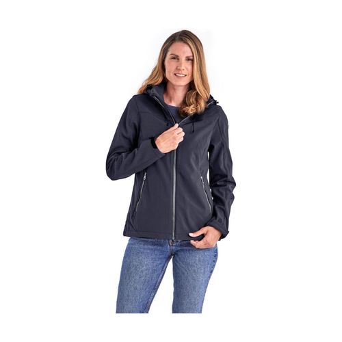 Softshelljacke KILLTEC "Damen Softshelljacke", Damen, Gr. 40, blau (navy), Oberseite: 100% Polyester;Rückseite: 100% Polyester, Jacken Softshelljacke, Wasserabweisende, winddichte Softshelljacke mit abnehmbarer Kapuze
