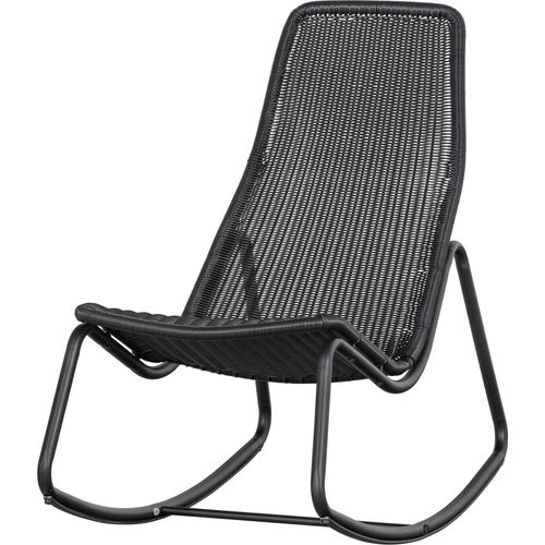 WOOOD Tom Outdoor-Schaukelstuhl aus Wasserfastem Rattan, Schwarz