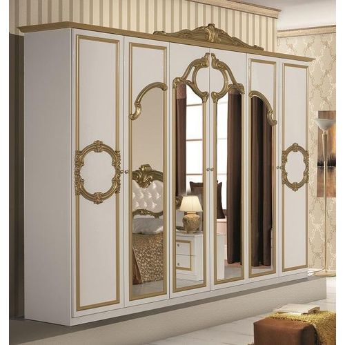 Barock Kleiderschrank Barocco 6 trg in Weiß / Gold