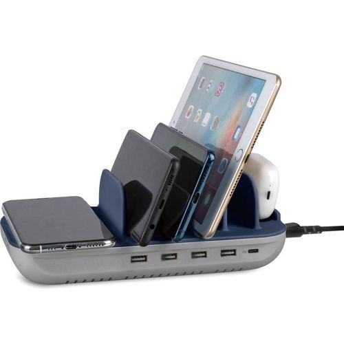 4Smarts Charging Station Family Evo 63W Qi kabelloses Ladegert mit Kabeln - Grau/Kobalt
