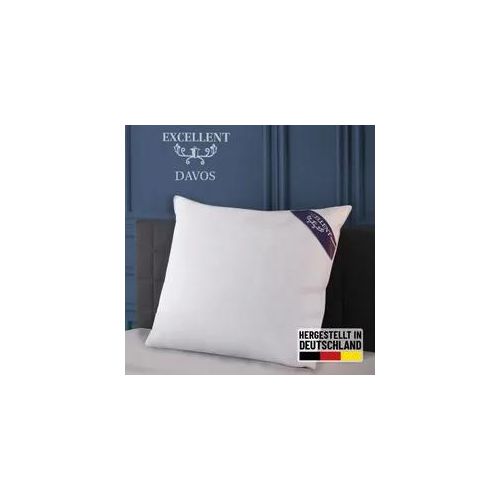 3-Kammer-Kopfkissen EXCELLENT "Davos", weiß, B:80cm L:80cm, Bezug: 100% Baumwolle. Füllung Außenkammer: 100% Gänsedaunen. Füllung Innenkammer: 100% Gänsefeder, Kopfkissen, mit 100% Gänsedaunen in den Außenkammern gefüllt
