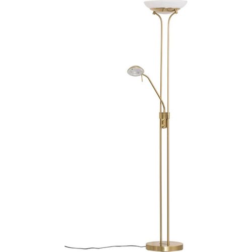 Lindby LED-Stehlampe Yveta, messing, Leselampe, dimmbar