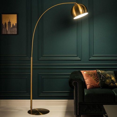 cagü: Design Bogenlampe LUXX Gold mit Goldfuß 205cm Höhe Designklassiker