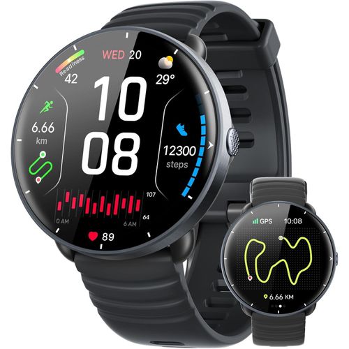 Parsonver Smartwatch mit GPS, 5 ATM Wasserdicht, AMOLED Display, 100+ Sportmodi, Herzfrequenz- & Schlaftracking