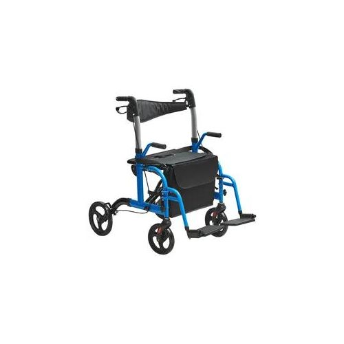 VEVOR 2-in-1 Rollator und Transportstuhl für Senioren zusammenklappbare Rollator-Rollstuhl-Kombination und Fußstützen leichter Aluminium-Rollator mit verstellbarem Griff All-Terrain-Räder 136 kg Blau