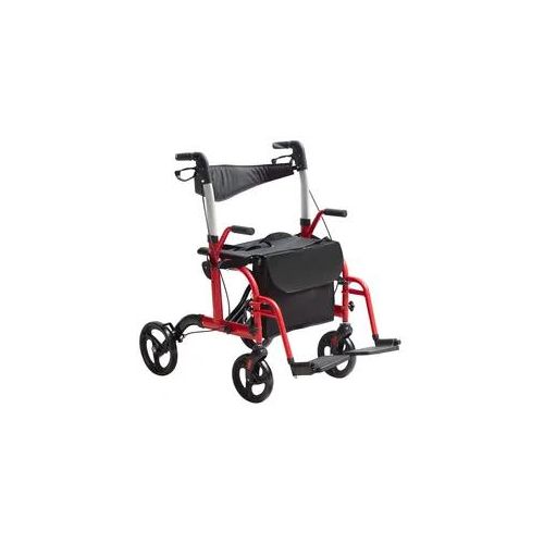 VEVOR 2-in-1 Rollator und Transportstuhl für Senioren, zusammenklappbare Rollator-Rollstuhl-Kombination und Fußstützen, leichter Aluminium-Rollator mit verstellbarem Griff, All-Terrain-Räder, 136 kg