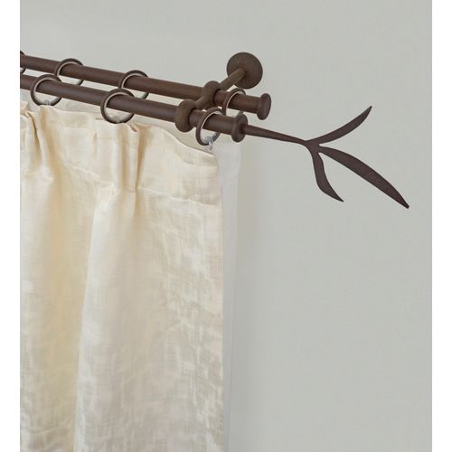 Gardinenstange GARESA "ESPERANCA", braun (rost), L:280cm Ø:16mm, Metall, Gardinenstangen, Gardinenstange, rustikale Vorhanggarnitur, verlängerbar, Endknopf Zweig, m. Ringe