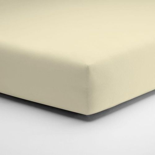 Spannbettlaken SCHLAFGUT "Jersey Elasthan-Fixleintuch", beige (ecru), B:120cm L:200cm, Jersey-Elasthan, Obermaterial: 96% Baumwolle, 4% Elasthan, Bettlaken, Spannbettlaken