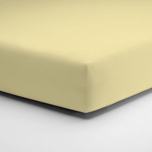 Spannbettlaken SCHLAFGUT "Jersey Elasthan-Fixleintuch", gelb (kamille), B:100cm L:200cm, Jersey-Elasthan, Obermaterial: 96% Baumwolle, 4% Elasthan, Bettlaken, Spannbettlaken