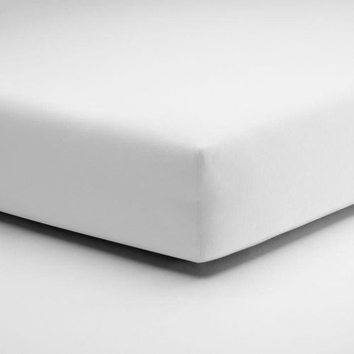 Spannbettlaken SCHLAFGUT "Jersey Elasthan-Fixleintuch", weiss (weiß), B:140cm L:200cm, Jersey-Elasthan, Obermaterial: 96% Baumwolle, 4% Elasthan, Bettlaken, Spannbettlaken