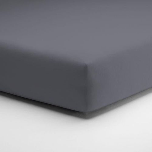 Spannbettlaken SCHLAFGUT "Jersey Elasthan-Fixleintuch", grau (graphit), B:180cm L:200cm, Jersey-Elasthan, Obermaterial: 96% Baumwolle, 4% Elasthan, Bettlaken, Spannbettlaken