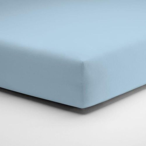 Spannbettlaken SCHLAFGUT "Jersey Elasthan-Fixleintuch", blau (aqua), B:180cm L:200cm, Jersey-Elasthan, Obermaterial: 96% Baumwolle, 4% Elasthan, Bettlaken, Spannbettlaken