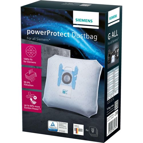 SIEMENS Staubsaugerbeutel "VZ41FGALL", weiss (weiß), Staubbeutel, 4er- Pack, passend für SIEMENS Beutel Staubsauger, Staubsaugerbeutel
