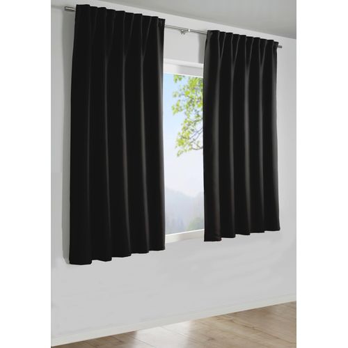 Gardine SEHLBACH "Schal Dimout Uni" Gr. 1, schwarz, B:140cm H:175cm, Polyester, Gardinen, Gardine, mit Gardinenband und verdeckten Schlaufen