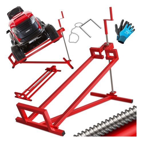 MASKO® XXL Rasentraktorheber 450 kg Hebevorrichtung Hebebühne Aufsitzmäher – Rasentraktor Heber, 45° verstellbar, universal Reinigungshilfe mit Zubehör & Adapter (je nach Wahl)