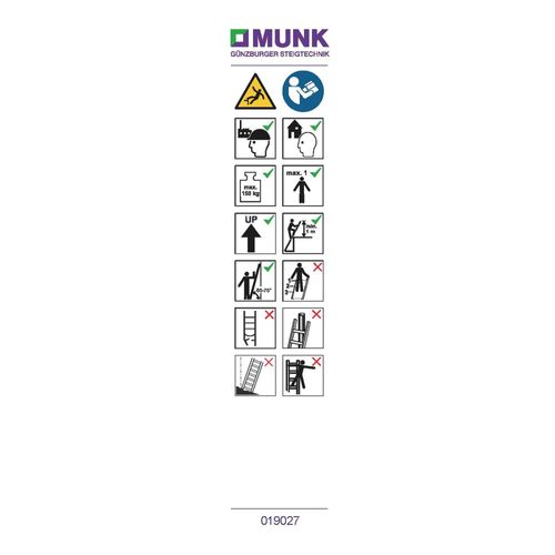 MUNK Hinweis-Aufkleber für Klappleitern 2-teilig Aufkleber 19029 (019148)