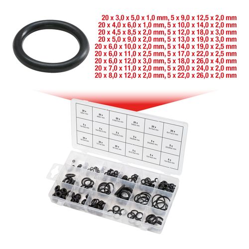 KS Tools Sortiment O-Ringe, innen Ø 3-22mm, 225-teilig (970.0180)