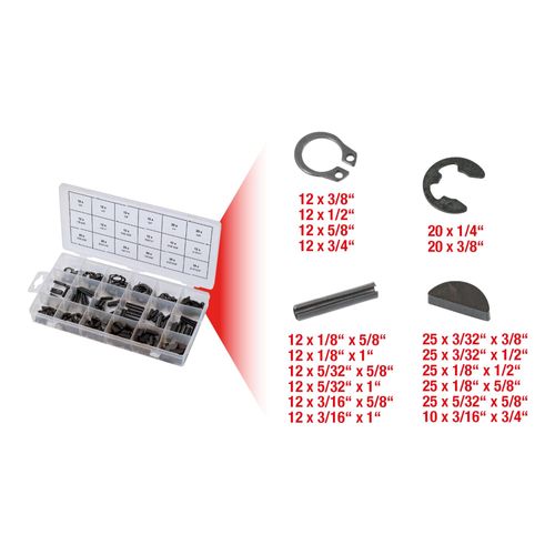 KS Tools Sortiment Spannstift/Seegering/Federkeile/E-Sicherungsring, 295-teilig (970.0520)