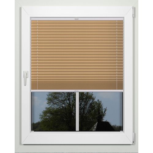 Plissee INDEKO "simple", braun (cappuccino, weiß), B:44cm H:220cm, Obermaterial: 94% Polyester, 6% sonstige Fasern, Plissees, Plissee, nach Maß