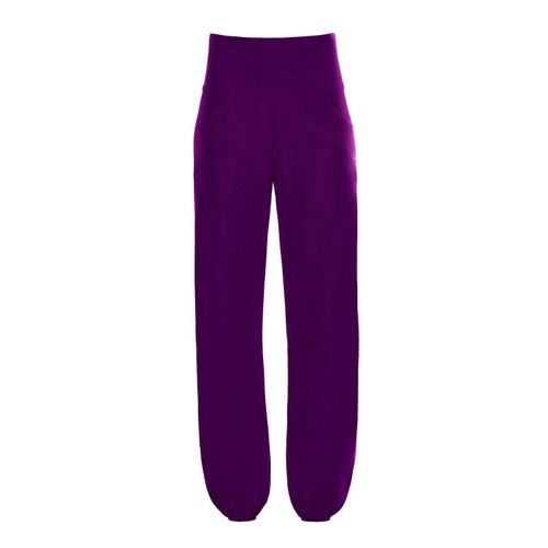Sporthose WINSHAPE "Functional Light and Comfort Wide Leg Pants CUL102LC", Damen, Gr. M, Normalgrößen, lila (schwarz plum), 85% Polyester, 15% Elasthan, Hosen Sporthose, mit Gummizug