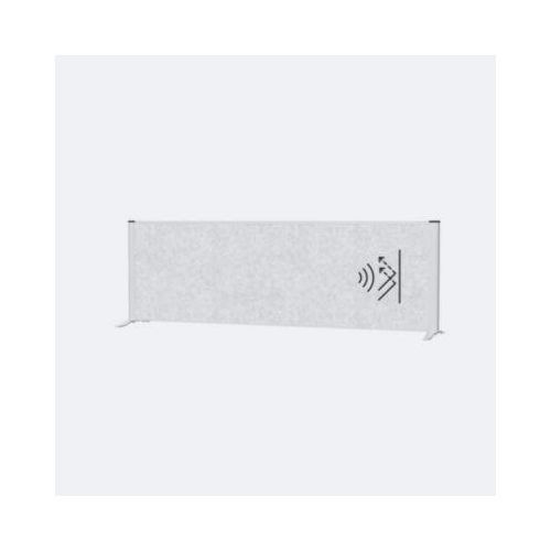 MAUL Akustik-Tischtrennwand MAULconnecto, Standfüße, B 1600 x T 40 x H 500 mm, Akustikvlies/Aluminium/Stahl, Vlies hellgrau/Profil silber