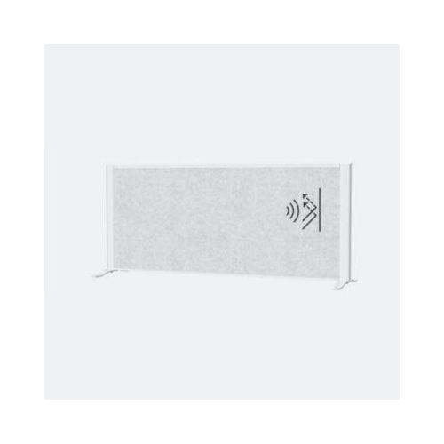 MAUL Akustik-Tischtrennwand MAULconnecto, Standfüße, B 1200 x T 40 x H 500 mm, Akustikvlies/Aluminium/Stahl, Vlies hellgrau/Profil weiß