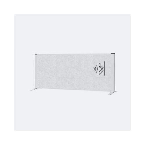MAUL Akustik-Tischtrennwand MAULconnecto, Standfüße, B 1200 x T 40 x H 500 mm, Akustikvlies/Aluminium/Stahl, Vlies hellgrau/Profil silber