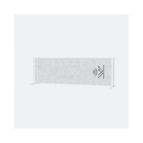MAUL Akustik-Tischtrennwand MAULconnecto, Standfüße, B 1600 x T 40 x H 500 mm, Akustikvlies/Aluminium/Stahl, Vlies hellgrau/Profil weiß