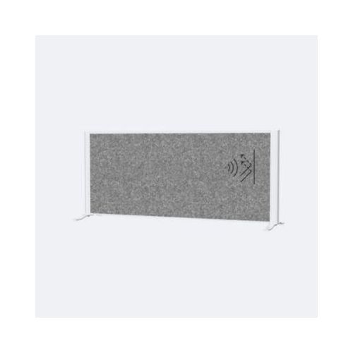 MAUL Akustik-Tischtrennwand MAULconnecto, Standfüße, B 1200 x T 40 x H 500 mm, Akustikvlies/Aluminium/Stahl, Vlies dunkelgrau/Profil weiß