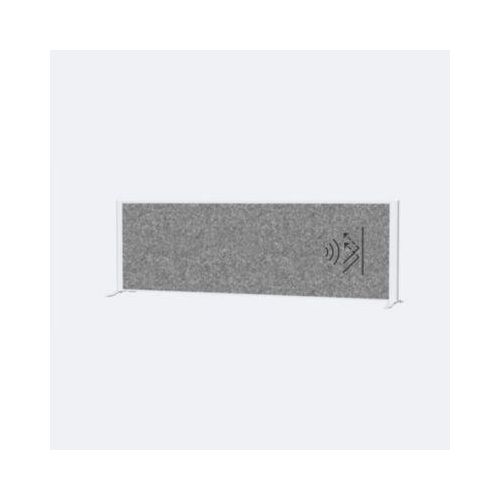 MAUL Akustik-Tischtrennwand MAULconnecto, Standfüße, B 1600 x T 40 x H 500 mm, Akustikvlies/Aluminium/Stahl, Vlies dunkelgrau/Profil weiß