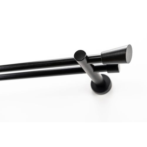 Gardinenstange GARESA "MOLIS", schwarz, L:480cm Ø:20mm, Holzwerkstoff, Metall, Gardinenstangen, Gardinenstange, Vorhanggarnitur, verlängerbar, Wandmontage, Keil, ohne Ringe