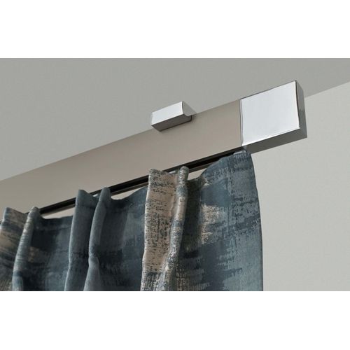 Gardinenstange GARESA "FLAT", silber (vernickelt, chromfarben), L:300cm, Aluminium, Gardinenstangen, Gardinenstange, Rechteckprofil, Deckenmontage, perfekter Lauf, modern, verlängerbar