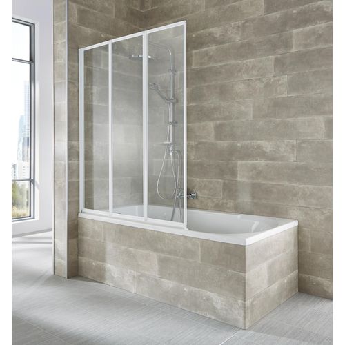 Badewannenaufsatz WELLTIME "Nassau", weiss (weiß), B:120cm H:140cm, Duschwände, Badewannenaufsatz, Badewannenfaltwand, Spritzschutzwand für Badewanne, Glaswand
