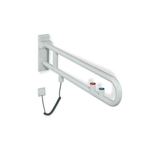 Hewi 801 E-Stützklappgriff 801.50.72584 900 mm, umbra, Spül-/Funktionstaste, roter Ring