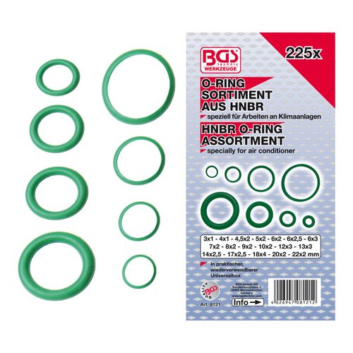 BGS O-Ring-Sortiment HNBR Ø 3 - 22 mm 225-tlg. ; BGS technic (8121)