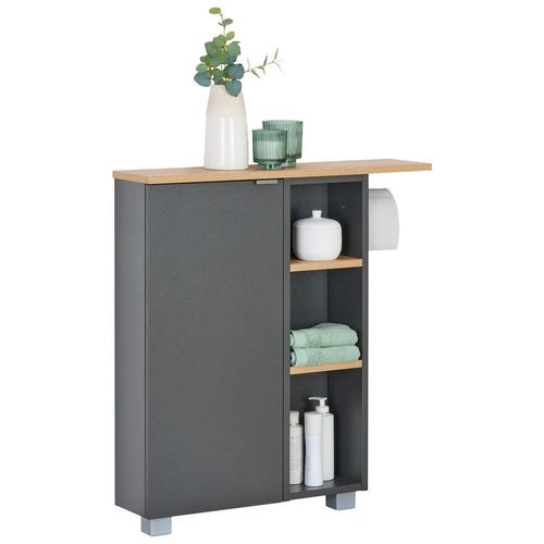 Unterschrank Palium, Anthrazit, Eiche Artisan, Holzwerkstoff, 4 Fächer, 70.7x76.8x17 cm, stehend, Badezimmer, Badezimmerschränke, Bad Unterschränke