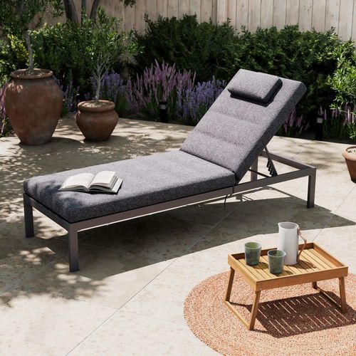 Ambia Garden Gartenliege, Anthrazit, Metall, Textil, Füllung: Schaumstoff,Schaumstoff, Polyester, 199x30x67 cm, Gartenmöbel, Gartenliegen