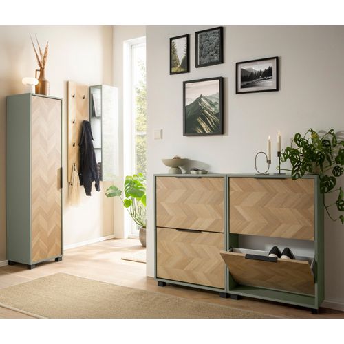 Tchibo - Spiegelregal »Piazza« - 30x19,6x110,6cm - grün - Holz / Glas / Metall