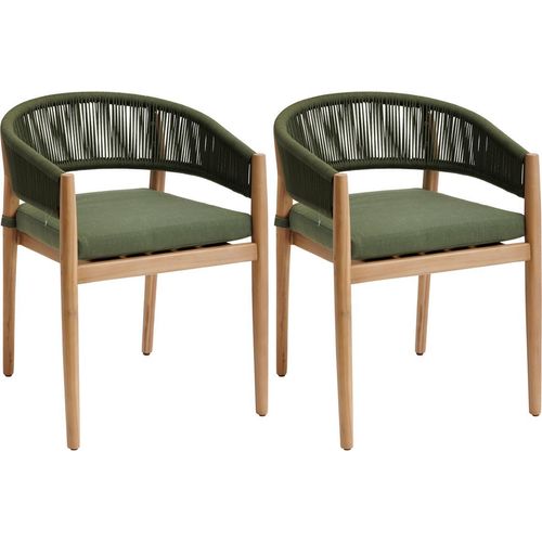 Set mit 2 Gartensesseln Tevio Olivengrün - Hespéride