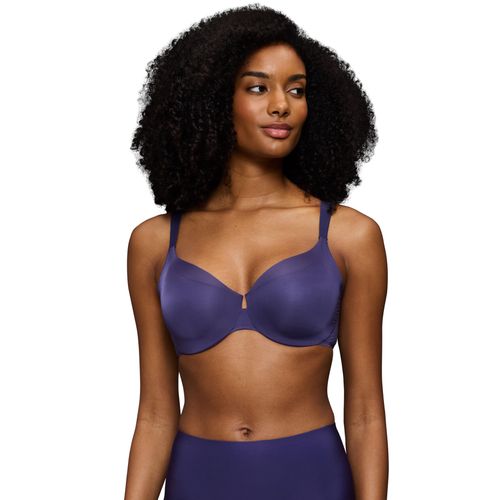 Minimizer-BH TRIUMPH "Body Make-Up Illusion Curve", Damen, Gr. 90, Cup F, prussian blau, Microtouch, Obermaterial: 80% Polyamid, 20% Polyester, Basic, BHs Minimizer-BH, verkleinert die Brust optisch, breite Träger, formend, weich