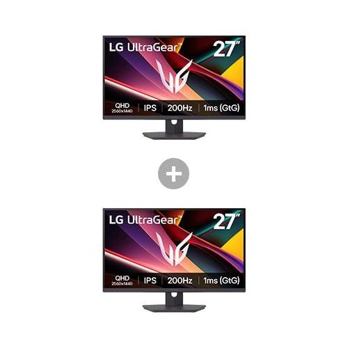 LG 2x UltraGear™ G6 27 ″ QHDGamingMonitor mit 200 Hz│27G610A mit sRGB 99% (Typ.), VESA DisplayHDR™ 400, 1 ms (GtG), HDMI 2.0 27G610AB.27G6001