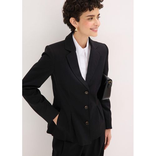 bonprix Blazer mit eingelegten Falten, schwarz, Gr.46, eleganter Blazer mit eingelegten Falten